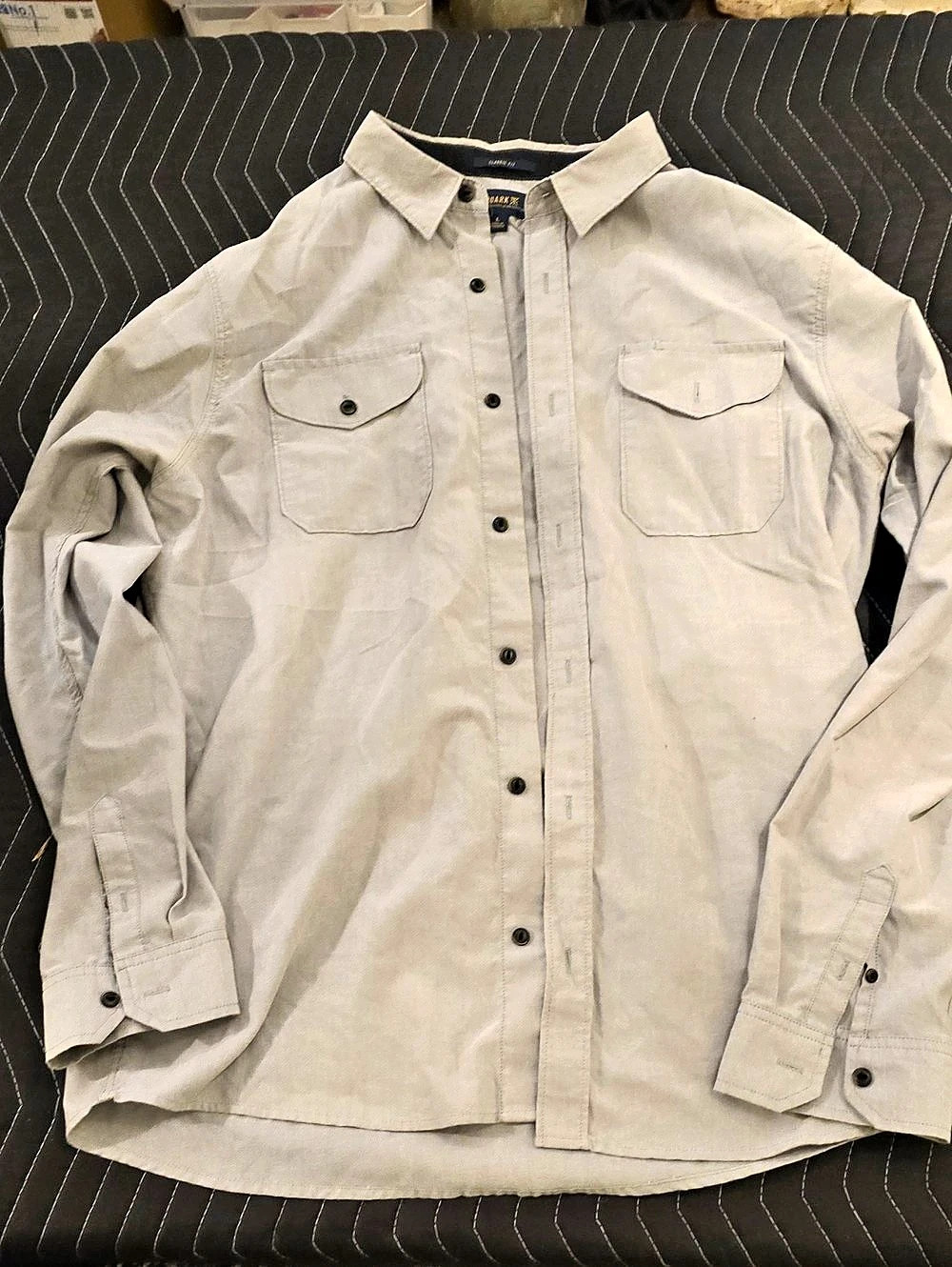Roark Classic Fit Button Down Shirt Striped Button Down in Gray Large Like New